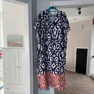 Blue and Red Patterned Dress